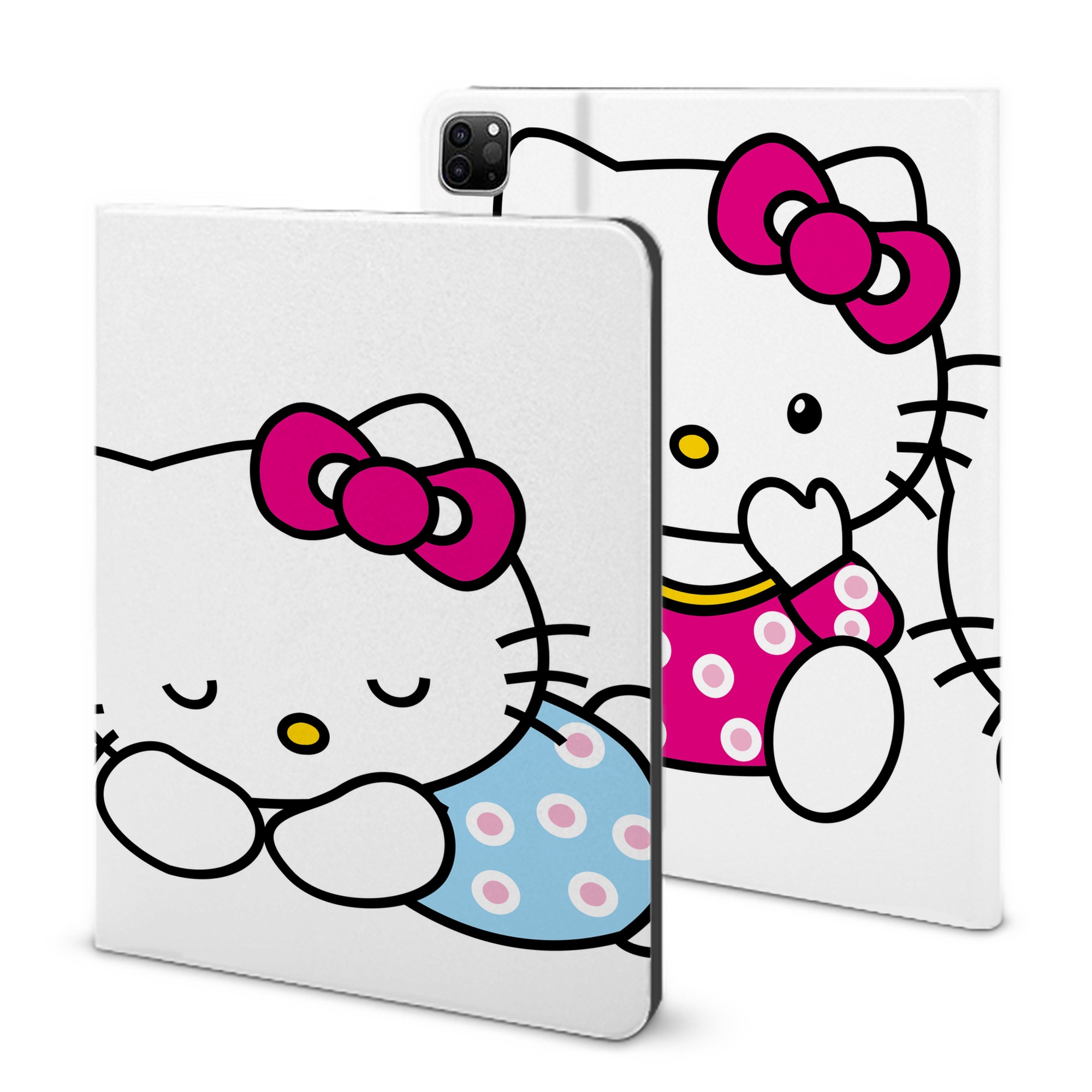 （画像用） Hello Kitty ハローキティ IPad ケース ブック型 PUレザー TPU 耐衝撃 軽量 薄型 ペン収納なし 全面保護 IPad 各モデル対応